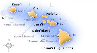 Map of the Hawain Islands